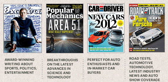 ESQUIRE, POPULAR MECHANICS, CAR AND DRIVER, ROAD AND TRACK CLICK HERE >>