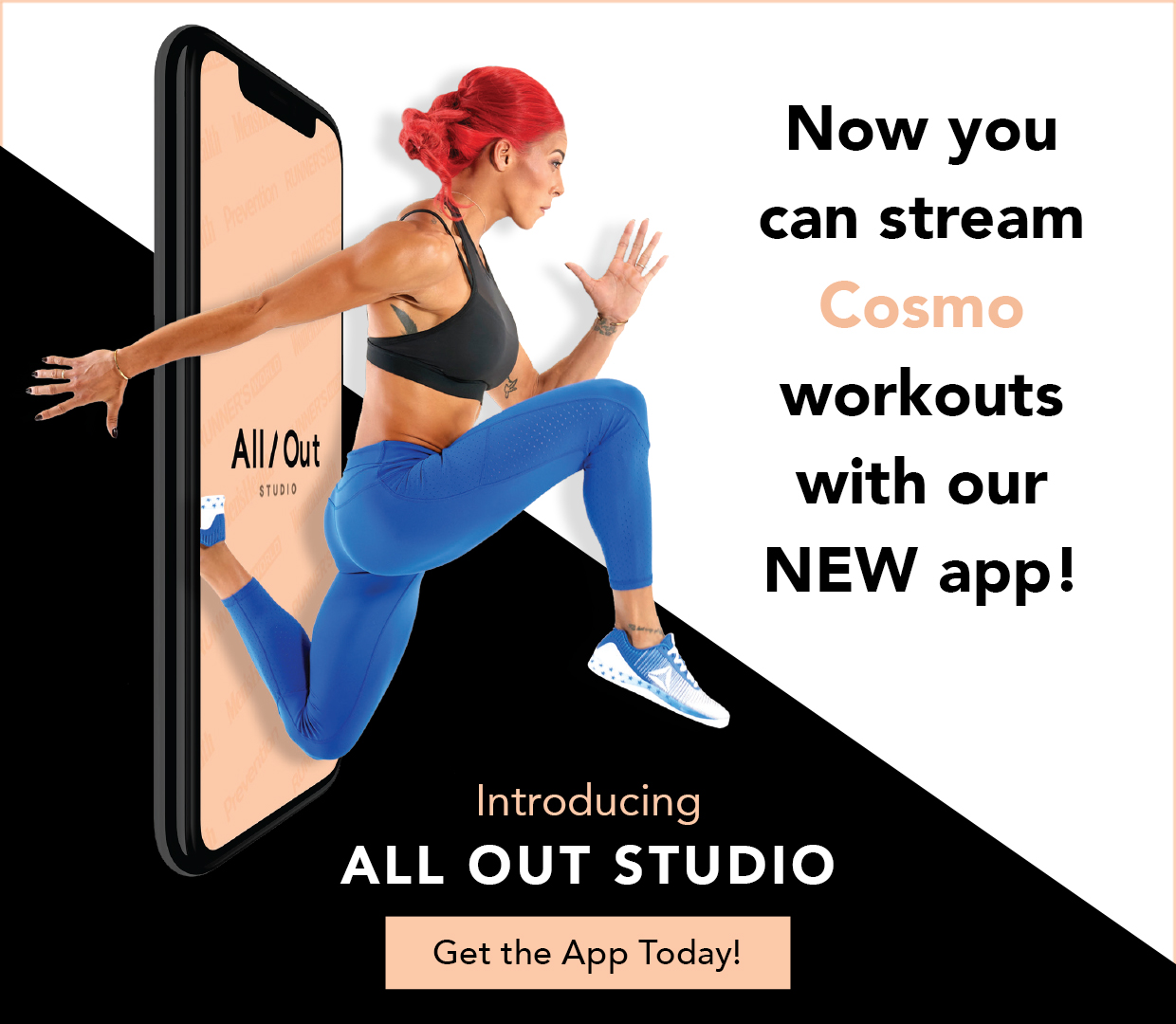 Introducing All Out Studio! Get hundreds of on-demand workout classes with certified trainers. 