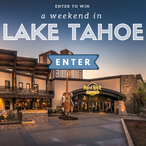 Enter for a chance to win: A three-night stay for two at the Hard Rock Hotel & Casino Lake Tahoe, $100 dining credit for two, $750 for spending from Clean Plates, Bright Cellars, and Jane, and $300 hotel credit from Triphop.