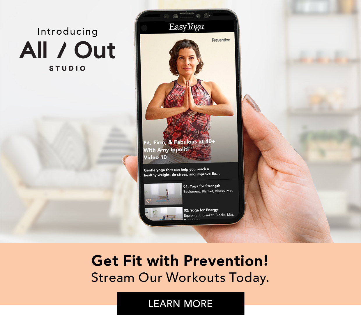 Introducing All Out Studio! Get hundreds of on-demand workout classes with certified trainers.