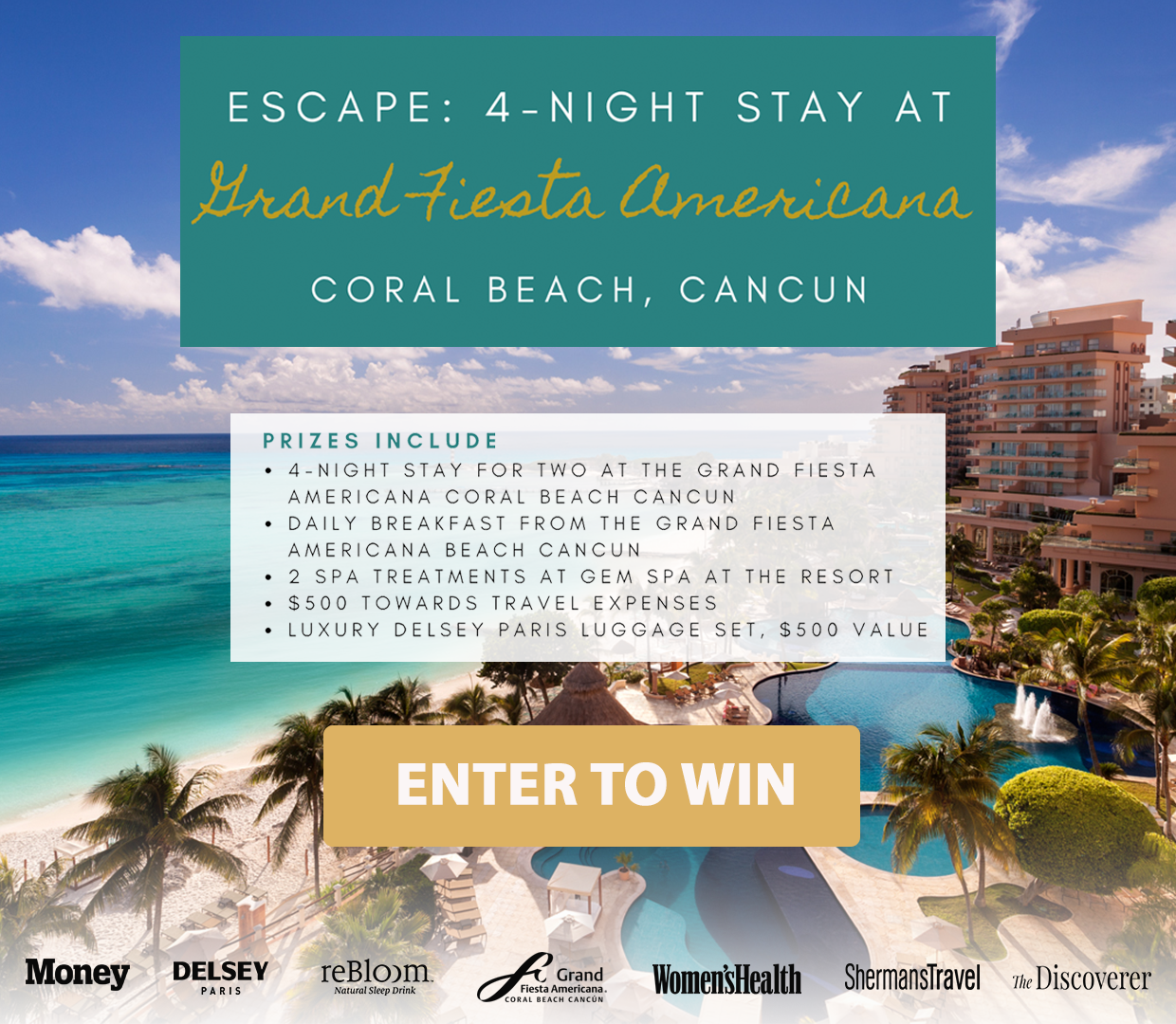 Escape to the Beach! Win a 4-Night Stay at the Grand Fiesta Americana in Coral Beach, Cancún! Enter now!